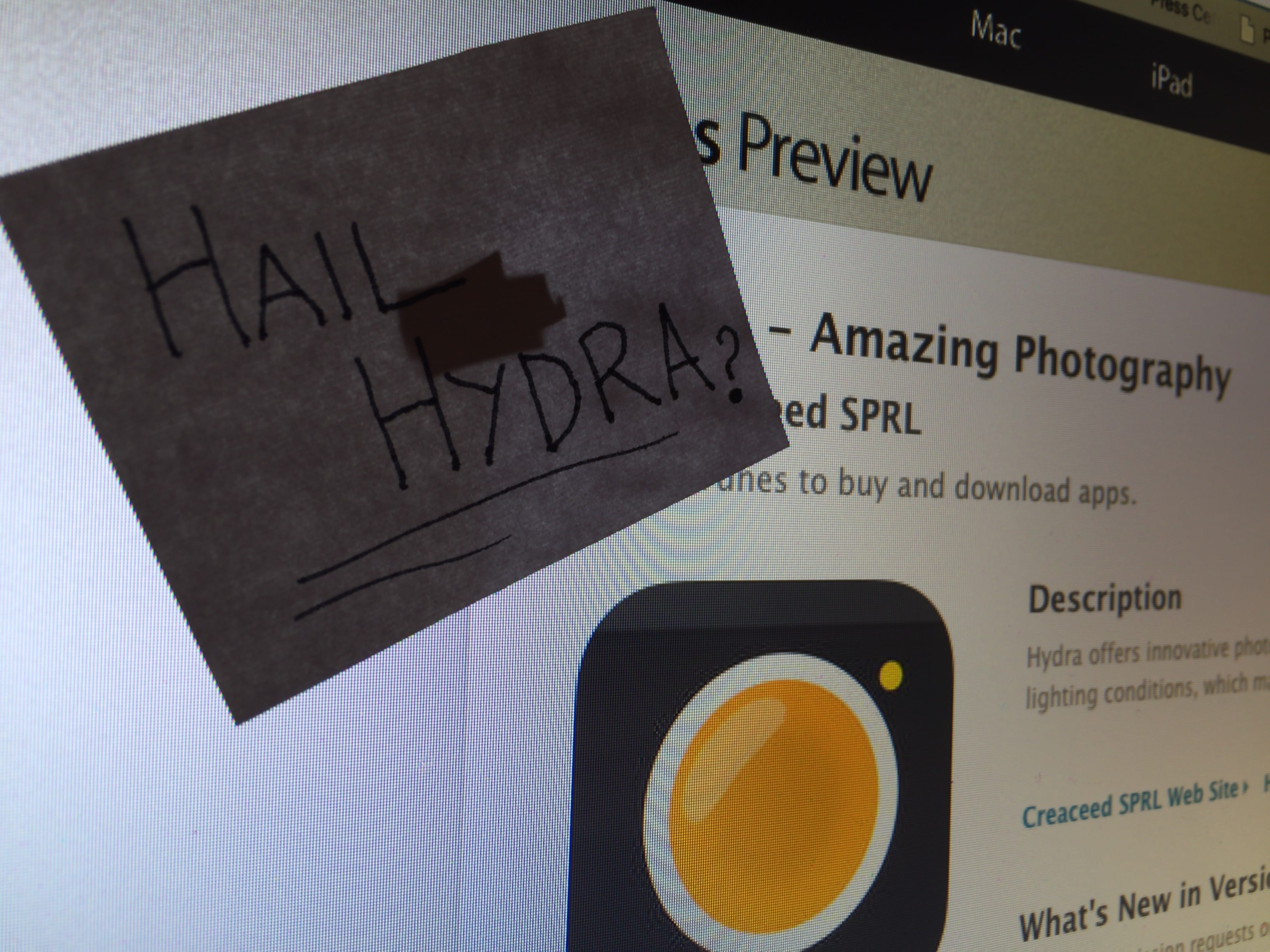 
 All Hail Hydra...?

Since Apple released the Camera API to developers with the iOS8 update, there has been an influx of third-party camera apps and as usual they range from really good to utter sh\*t.